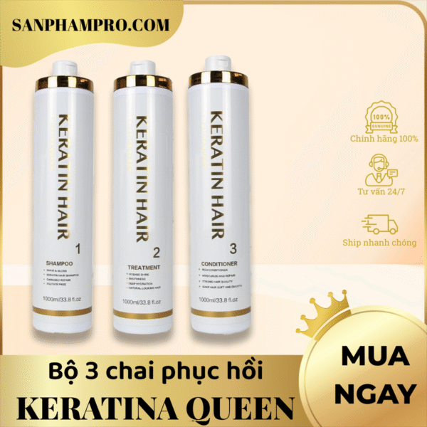 Bộ 3 chai phục hồi hiệu Keratine Queen