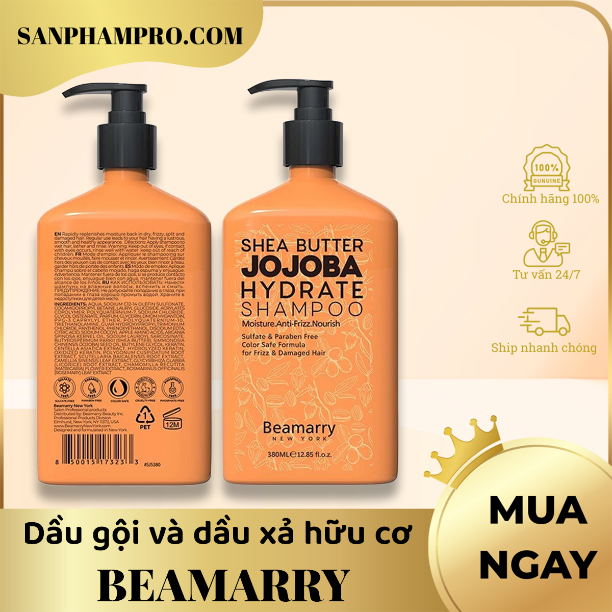 Dầu gội và dầu xả hữu cơ hiệu Beamarry (có 3 loại)
