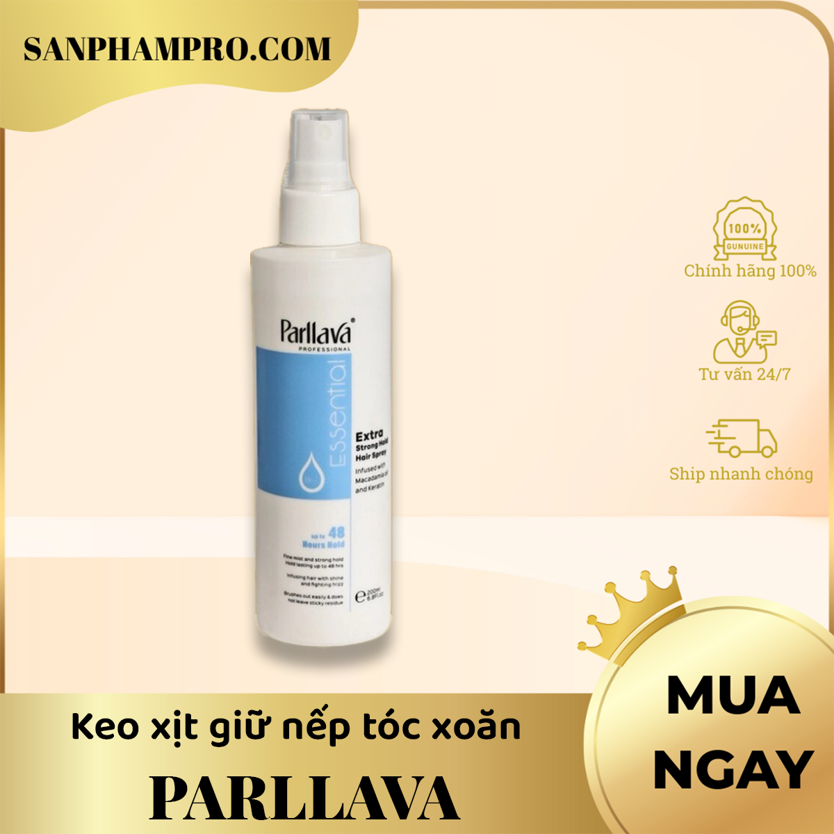 Keo xịt giữ nếp tóc xoăn hiệu Parllava