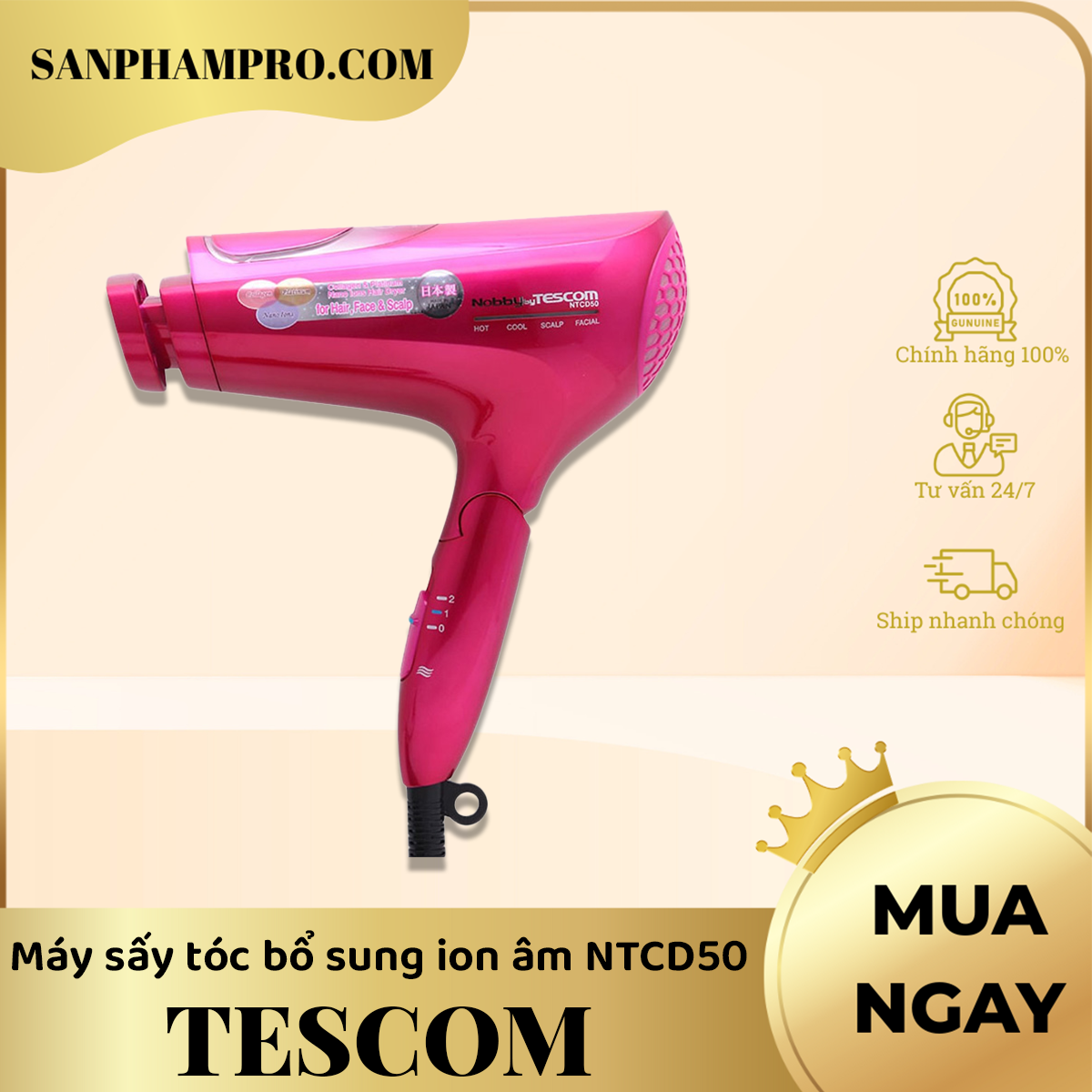 Máy sấy tóc bổ sung Collagen Platinum và Nano ion âm Tescom NTCD50