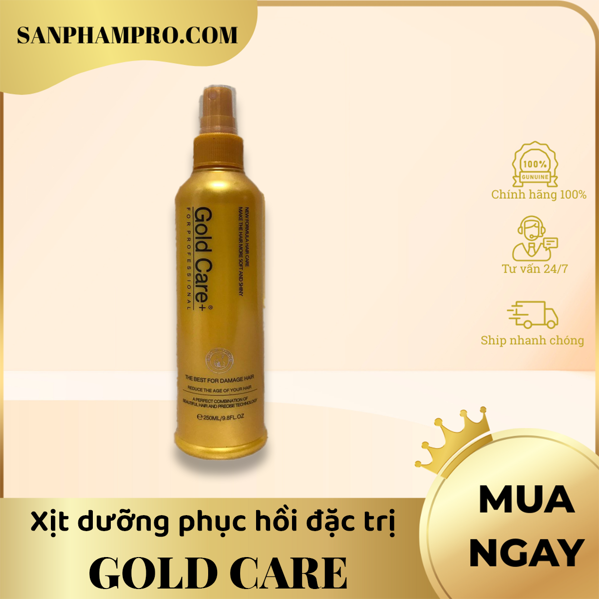 Xịt dưỡng đặc trị phục hồi tóc hiệu Gold Care