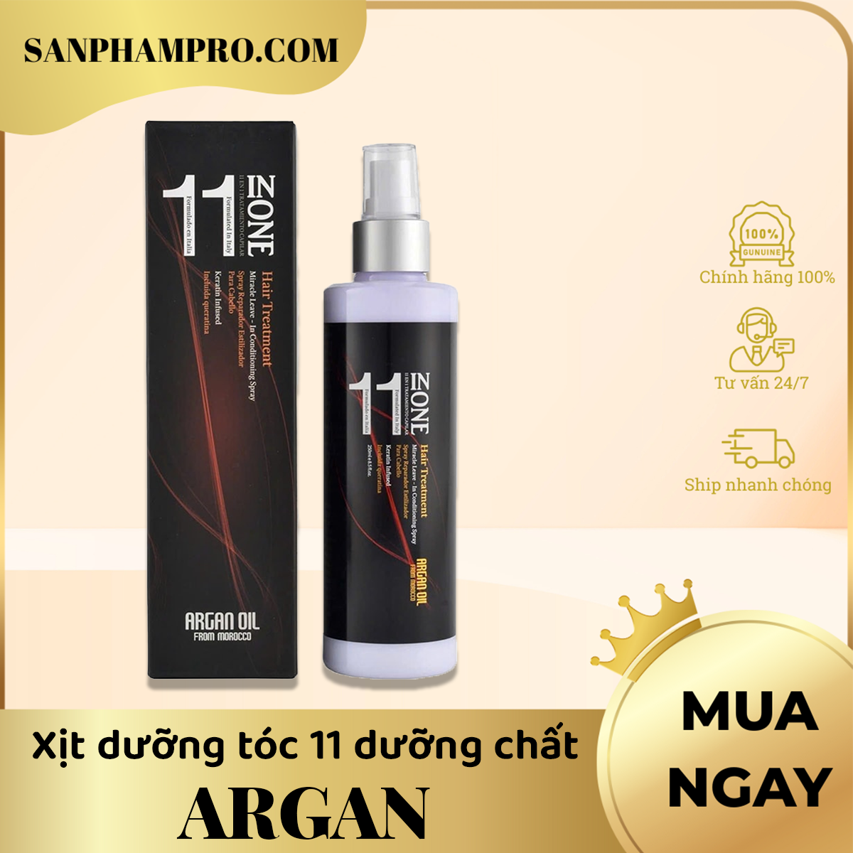 Xịt dưỡng tóc cao cấp 11 dưỡng chất Argan